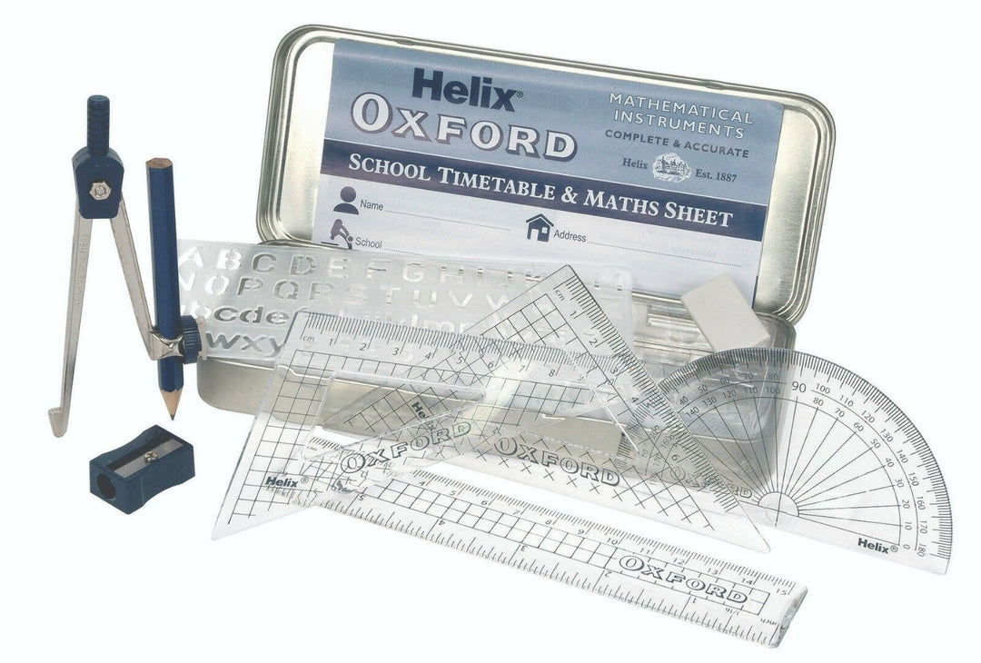 Helix Oxford Maths Geometry Colours Traditional Set In Tin B43000  Stationery