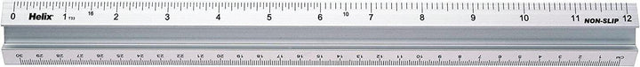 Helix  Metric Imperial Aluminium Safety Grip Ruler 30CM