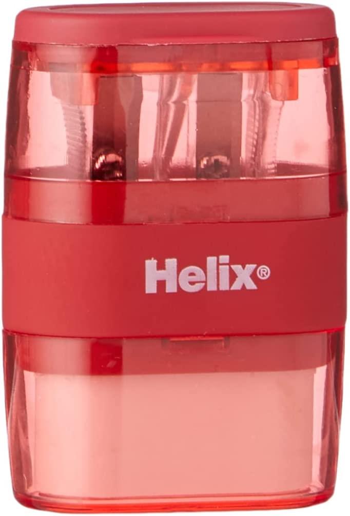 Helix Balance Duo Two Hole Pencil Sharpener and Eraser (Assorted Colours)