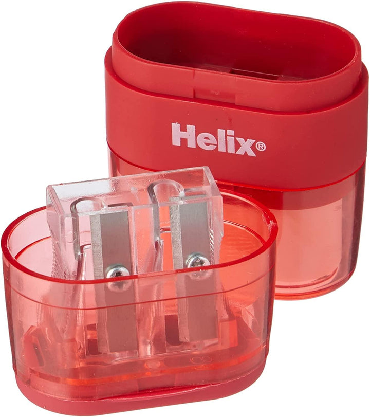 Helix Balance Duo Two Hole Pencil Sharpener and Eraser (Assorted Colours)