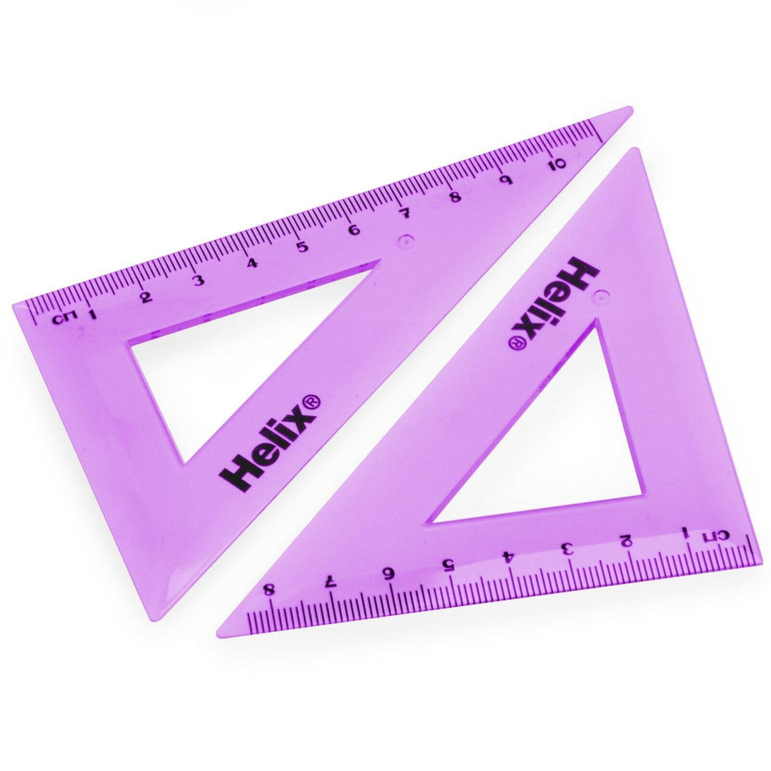 Helix Maths Set - Cool Curves Geometry Ruler Set Square Protractor School Set