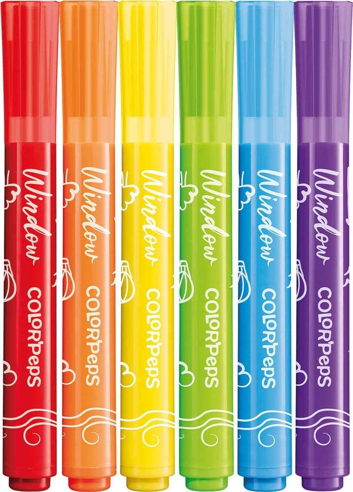 Maped Color'Peps Window Marker Felt Colouring Pens 6 Pack