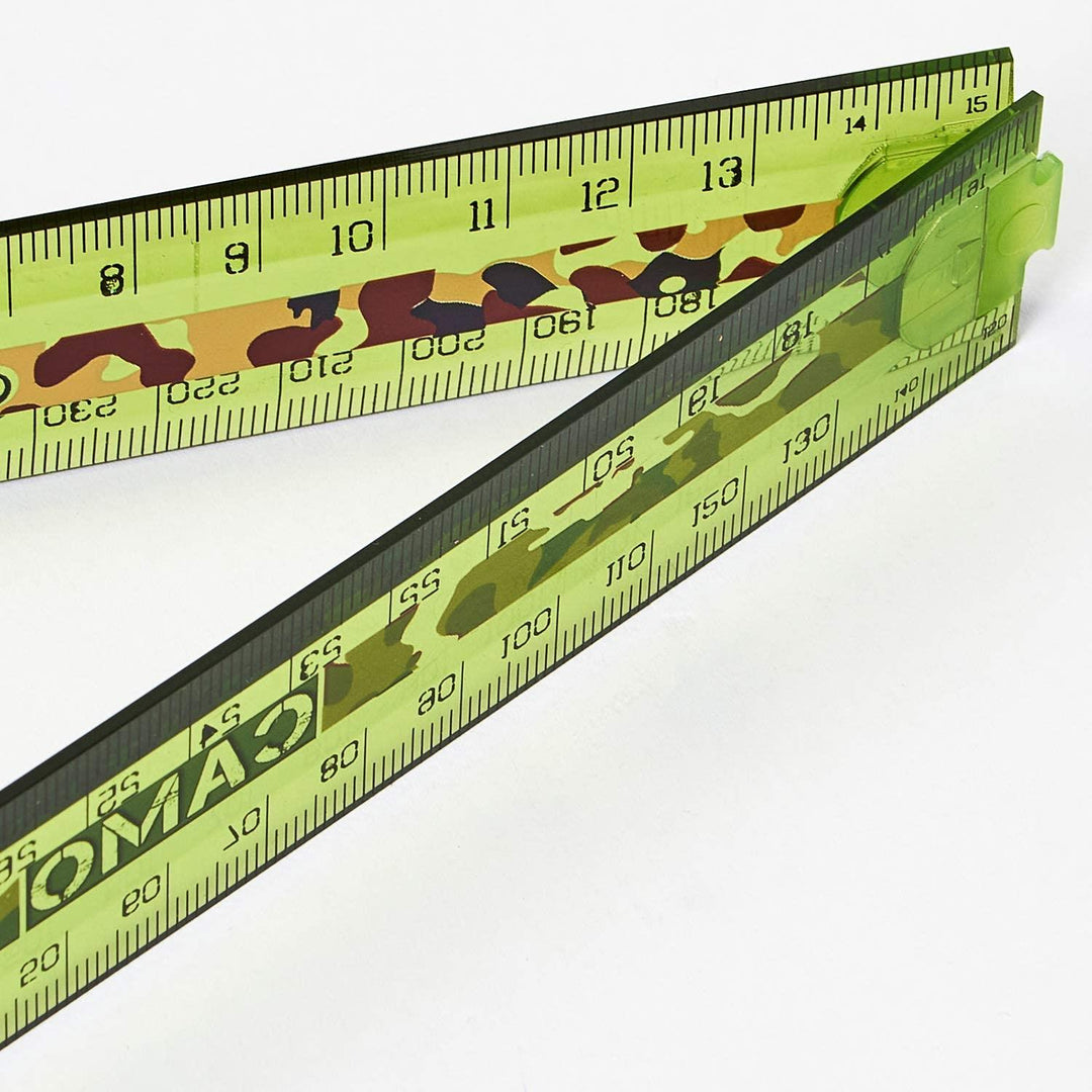 Helix Oxford Camo Folding Ruler Green 30CM