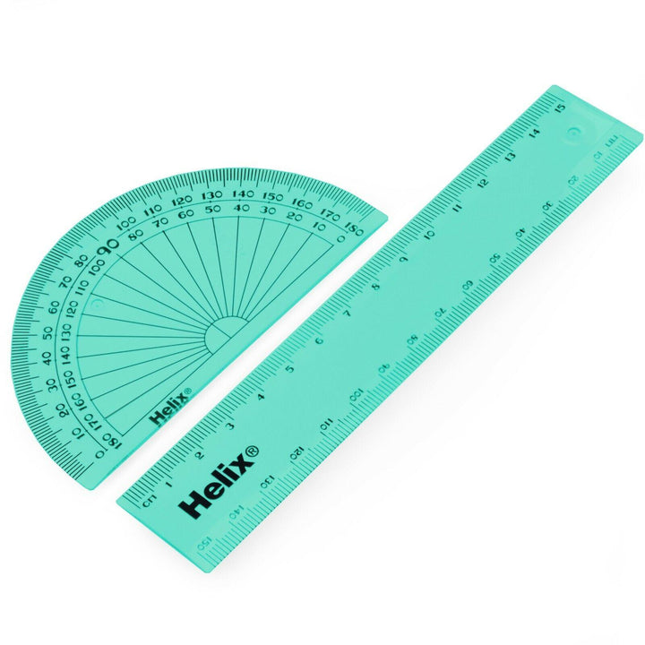 Helix Maths Set - Cool Curves Geometry Ruler Set Square Protractor School Set