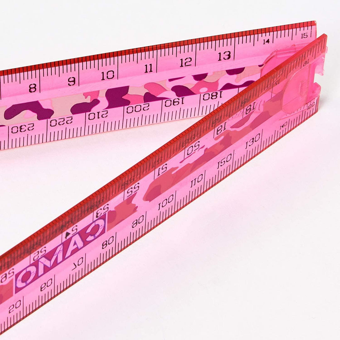 Helix Oxford Camo Folding Ruler Pink 30CM