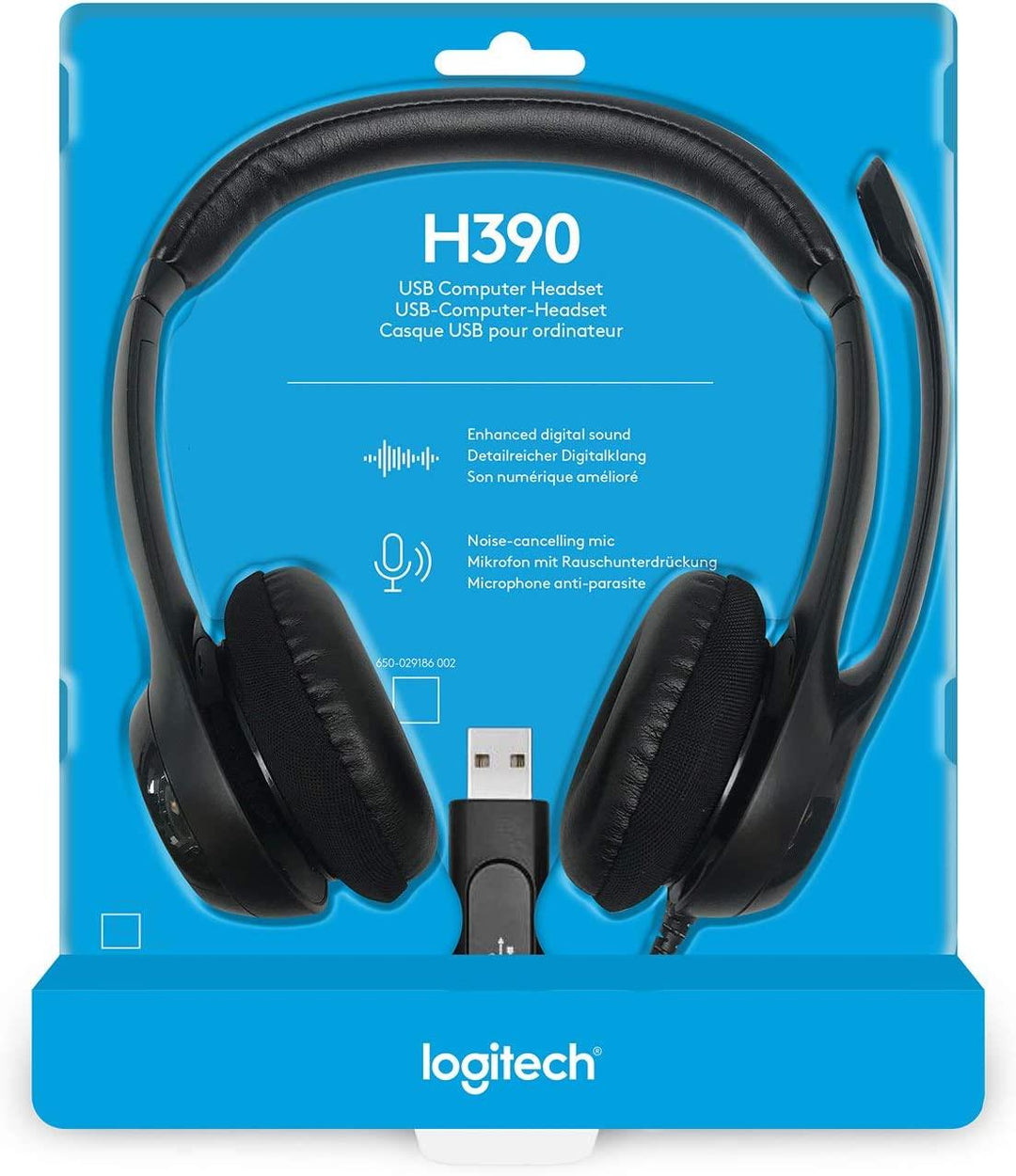 Logitech Wired Headset, Stereo Headphones with Noise-Cancelling Microphone, USB, In-Line Controls PC/Mac/Laptop H390