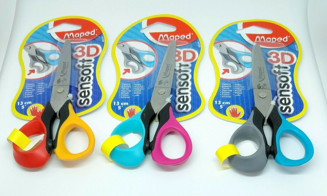 Maped Sensoft 3D Left Handed Scissors 13 cm Flexible Handles Reversed Blades Tip