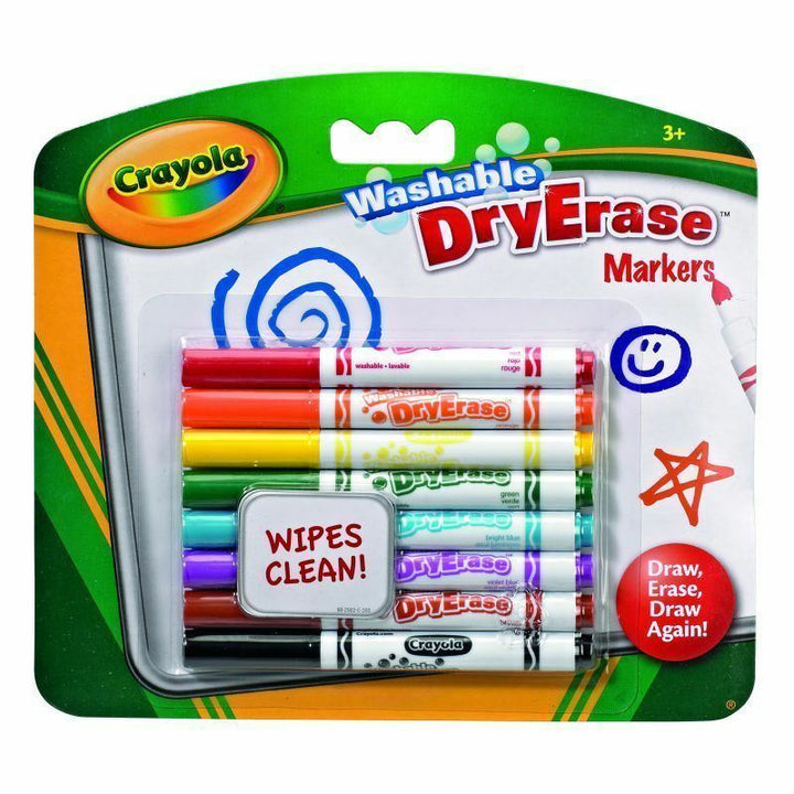 Crayola Washable Dry Erase Markers Felt Tip Pens Whiteboard 8 Pack