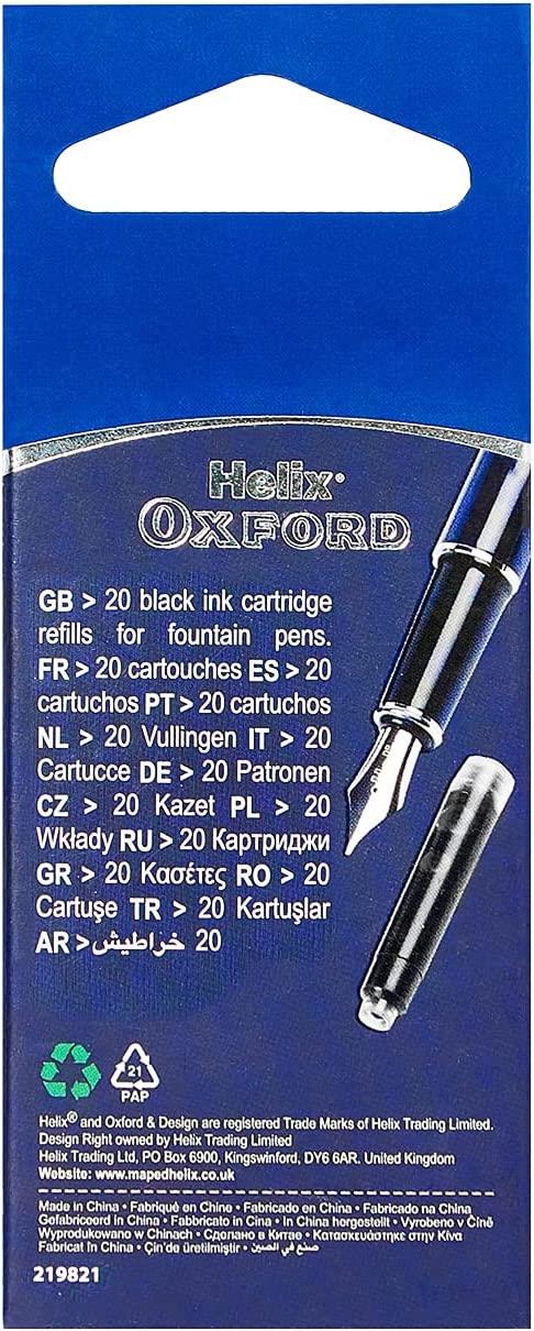 Helix Oxford Universal Blue Erasable & Black Refill Ink Cartridges Fountain Pen