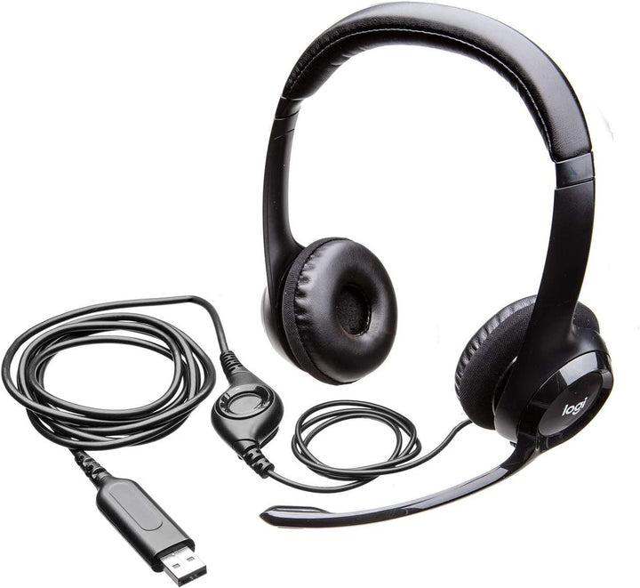 Logitech Wired Headset, Stereo Headphones with Noise-Cancelling Microphone, USB, In-Line Controls PC/Mac/Laptop H390