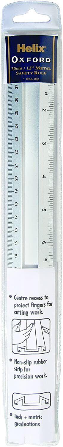 Helix  Metric Imperial Aluminium Safety Grip Ruler 30CM