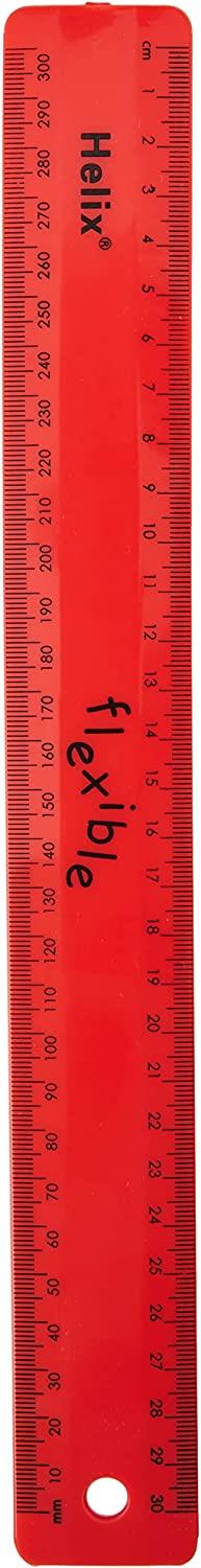 Helix Flexible Translucent Tinted or Solid Colours Plastic 30cm Ruler-7 colours