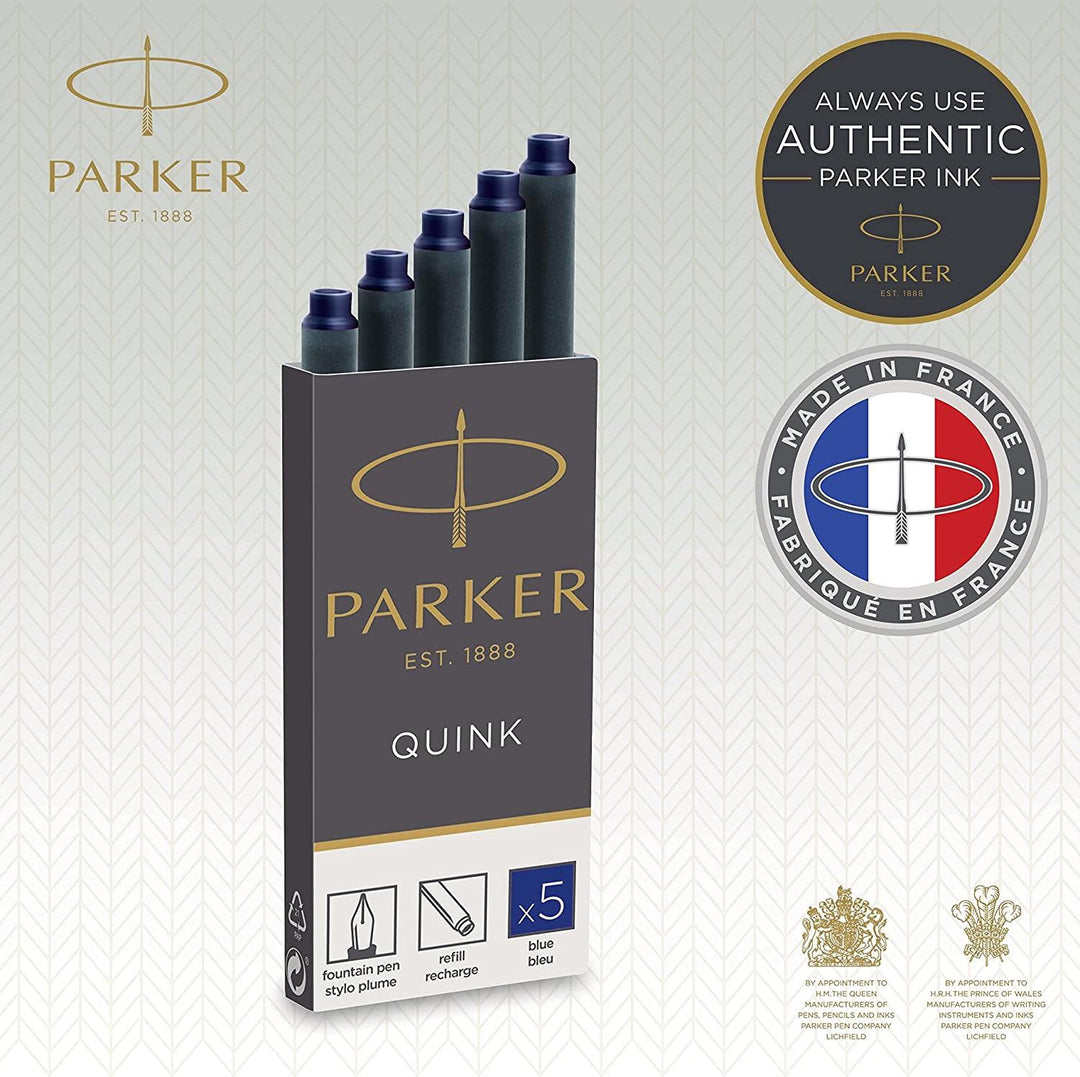 Parker Fountain Pen Refills On Blister Card Blue 5 Pack