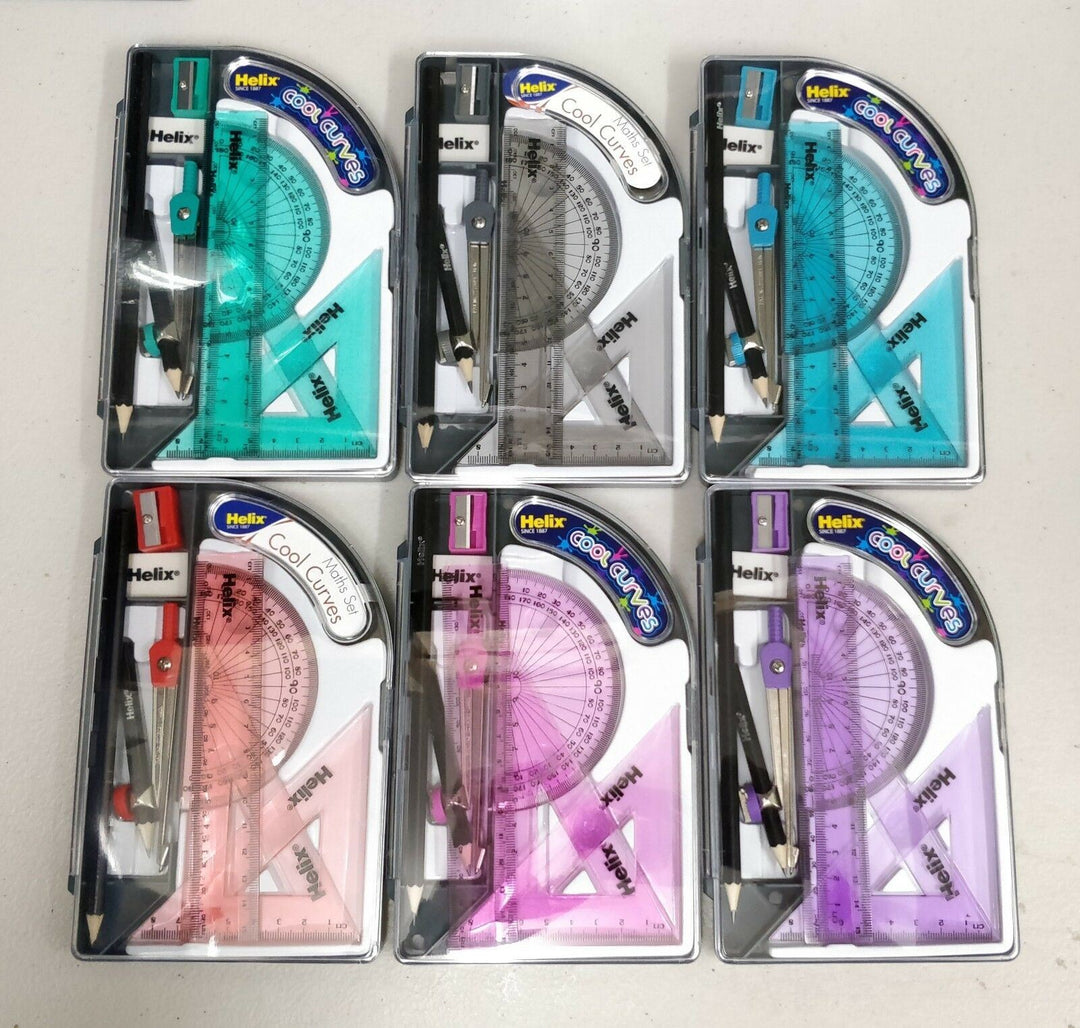 Fun Maths Ruler Helix Maths Set - Cool Curves Geometry Ruler Set Square Protractor ...