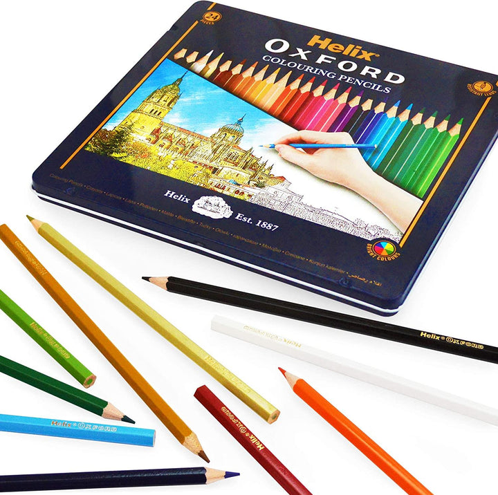 Helix Oxford Colouring Pencils in Metal Tin