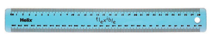 Helix Flexible Translucent Tinted or Solid Colours Plastic 30cm Ruler-7 colours