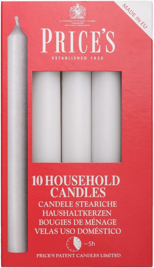 Price's Candles Household Candles 10 Pack White