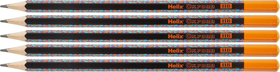 Helix Oxford Geo Pack of 5 HB Pencils