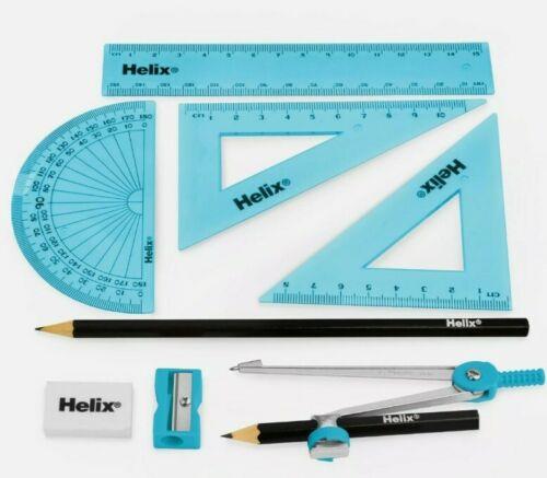 Helix Maths Set - Cool Curves Geometry Ruler Set Square Protractor School Set