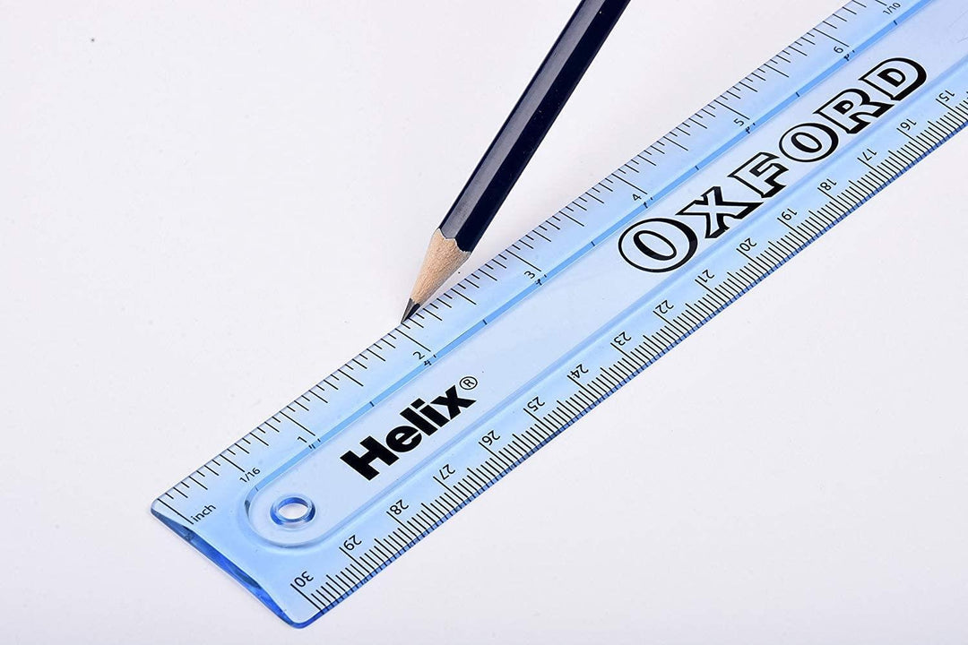 Helix Left Handed ShatterProof Clear Plastic Ruler 12"/30CM