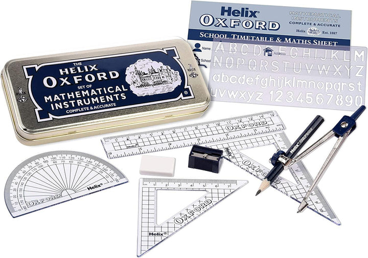 Helix Oxford Maths Geometry Colours Traditional Set In Tin B43000  Stationery