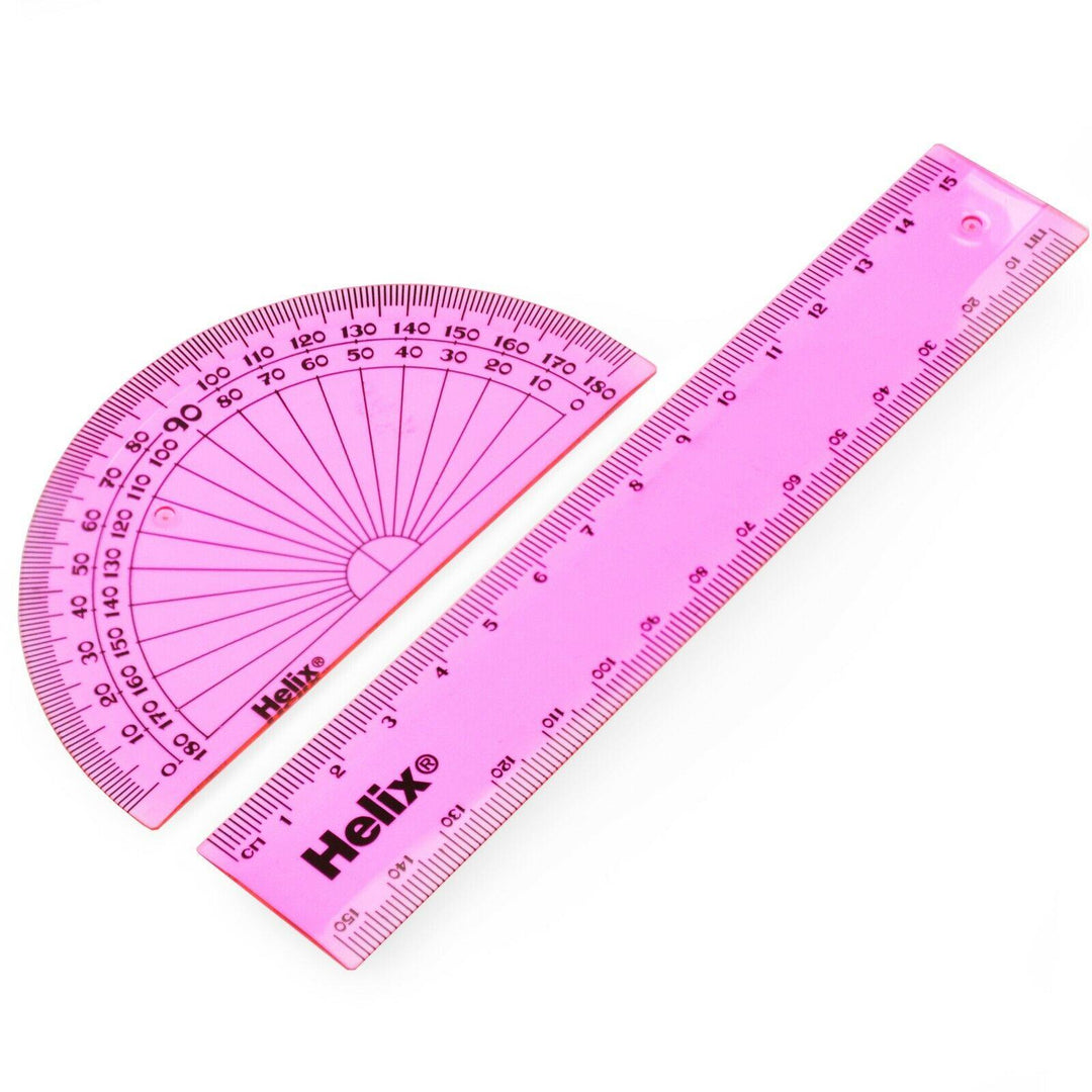 Helix Maths Set - Cool Curves Geometry Ruler Set Square Protractor School Set