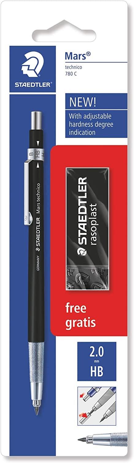 Staedtler Mars Technico Mechanical Pencil with HB Lead and Free Eraser,Black