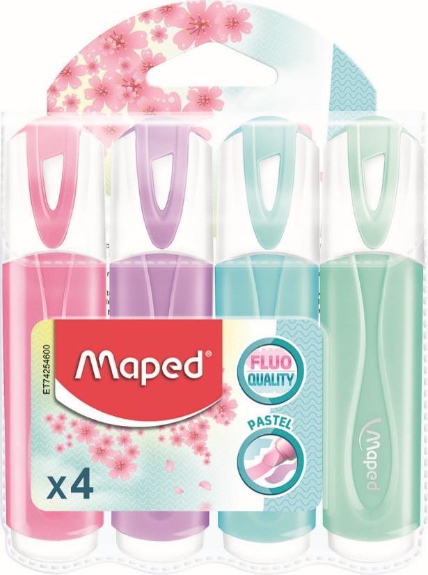 Maped Pastel Highlighter Pens Assorted Colours 4 Pack